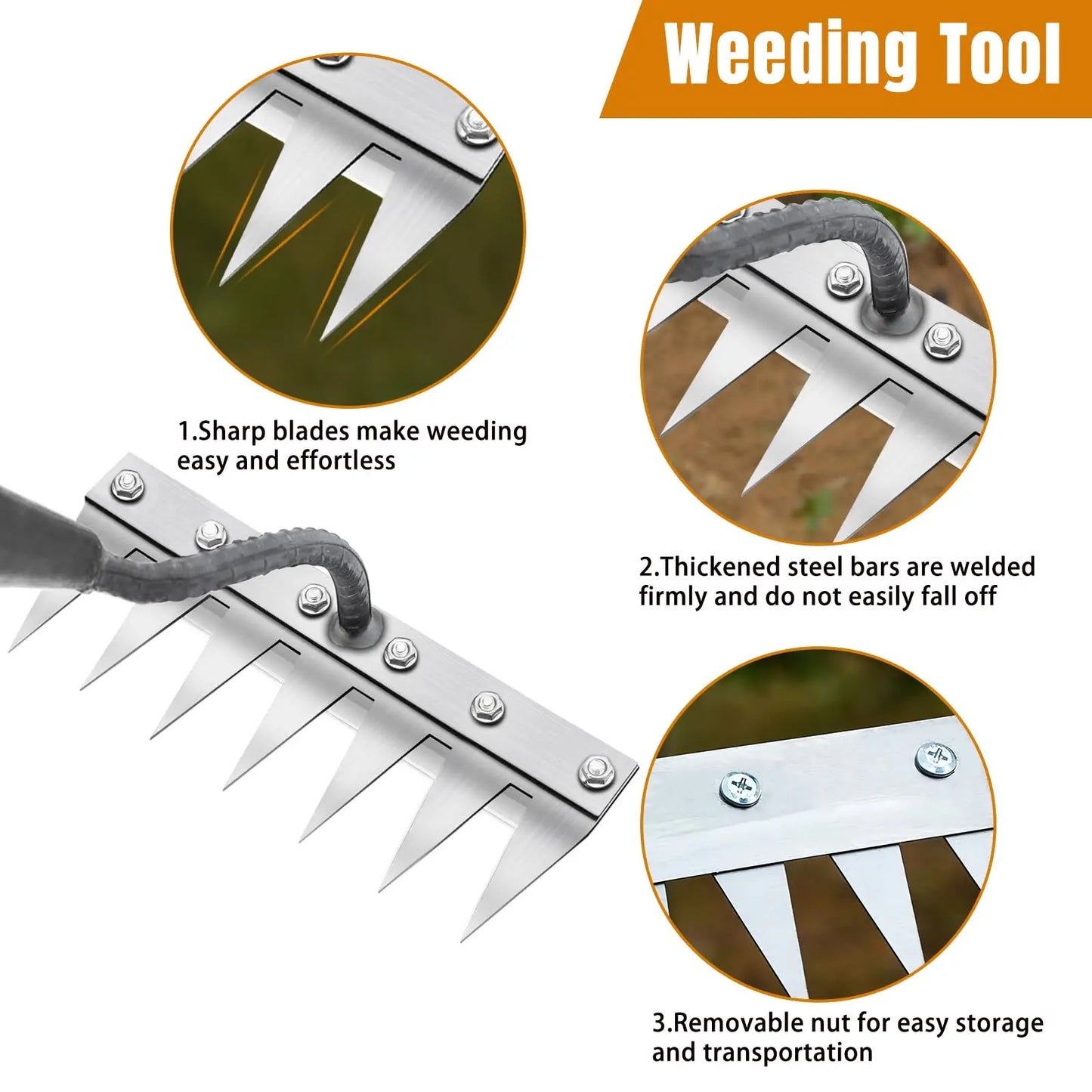 Multi-Tooth Metal Weeding Rake - Choose 5, 6, 7, or 8 Teeth