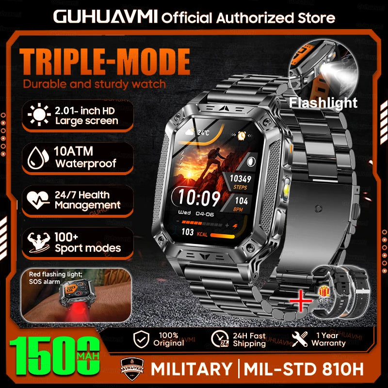 Rugged Smart Watch — 1500mAh, 10ATM Waterproof, BT Calling