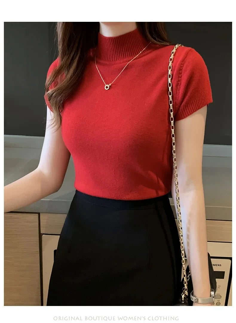 Women's half-high neck knit top — view 13 of 20