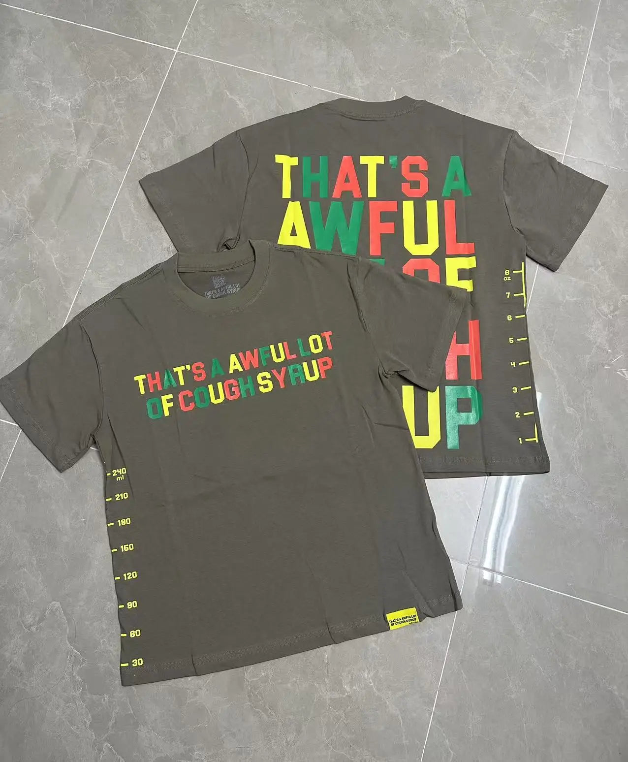 That's A Awful Lot of Cough Syrup Short Sleeve American Street Pop Hip-hop Cartoon Pattern Print Tops COUGH SYRUP T-shirt