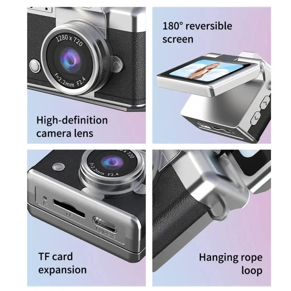 Ourlife Retro CCD Keychain Camera — Flip Screen Mini Camcorder