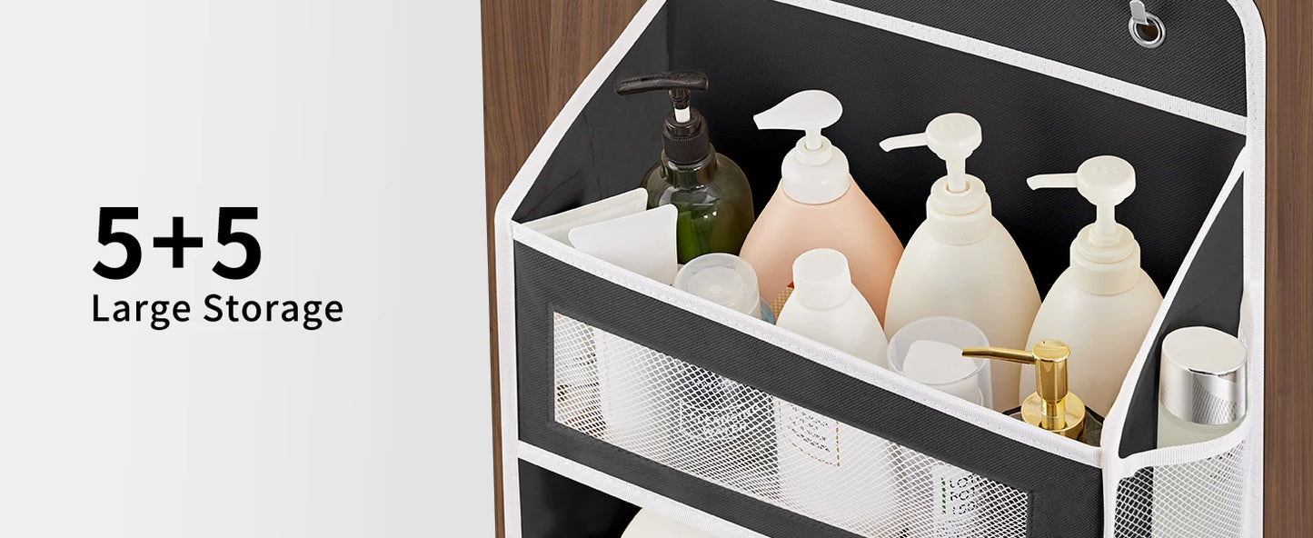 5-Shelf Hanging Storage Organizer - Behind Door, Anti-Tilt, 5 Large Capacity Pockets, Suitable for Bedroom, Bathroom