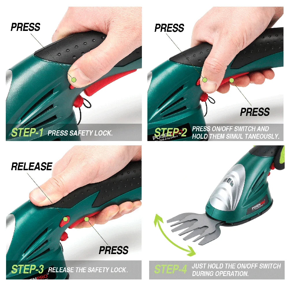 7.2V Cordless 2-in-1 Hedge & Grass Trimmer – Handheld Shrubber with Battery & Charger Included