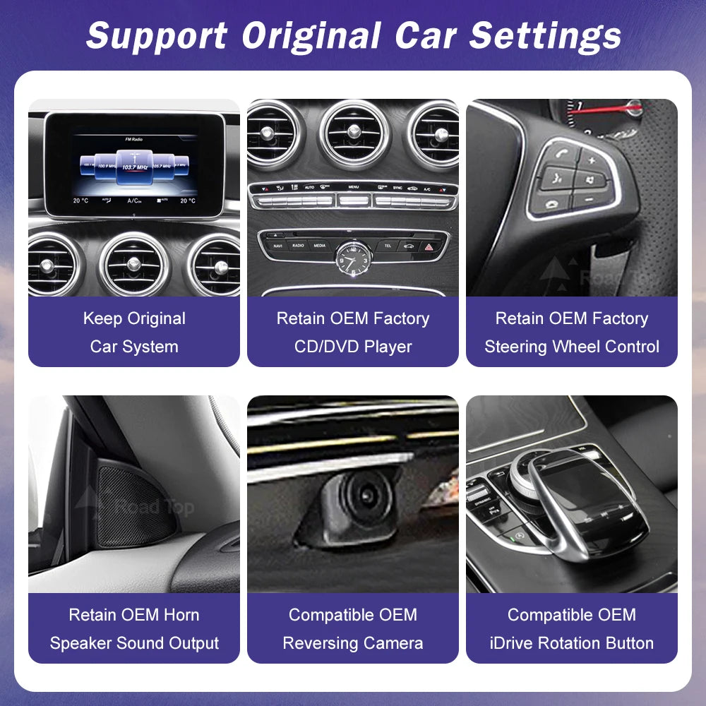 Wireless Carplay Linux Screen for Mercedes Benz W205 GLC A C V Class W447 CLA GLA 2026-2026 GPS With Android Auto Car Multimedia