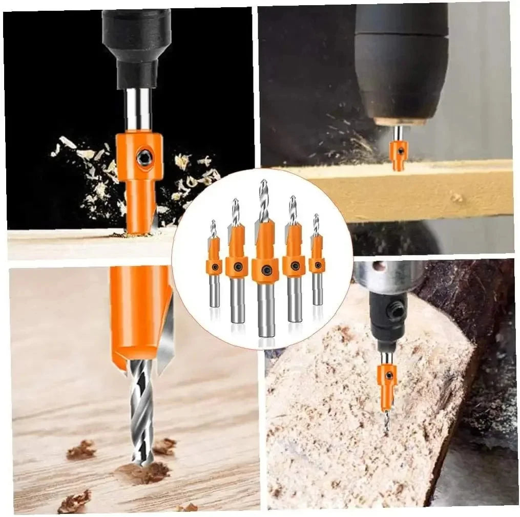 HOMEFISH Shank HSS Woodworking Countersink Router Bit Set Screw Extractor Remon Demolition for Wood Milling Cutter