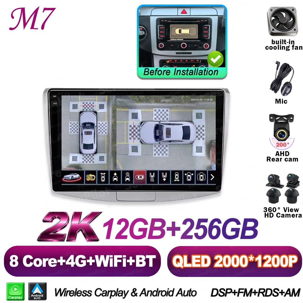 For Volkswagen VW Passat B6 B7 B8 CC 2007- 2021 Android 16 Multimedia Video Player Carplay Intelligent System Wifi 4G 8 Core