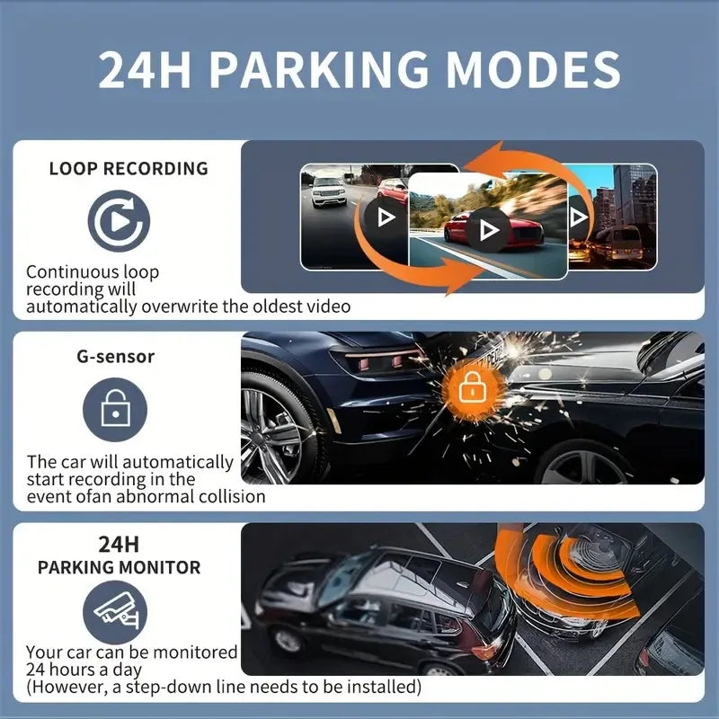 360° Car DVR Dash Cam 4 Lens Front Rear Left Right Inside IPS Screen Rotatable Lens Night Vision 24H Parking G-Sensor Black Box