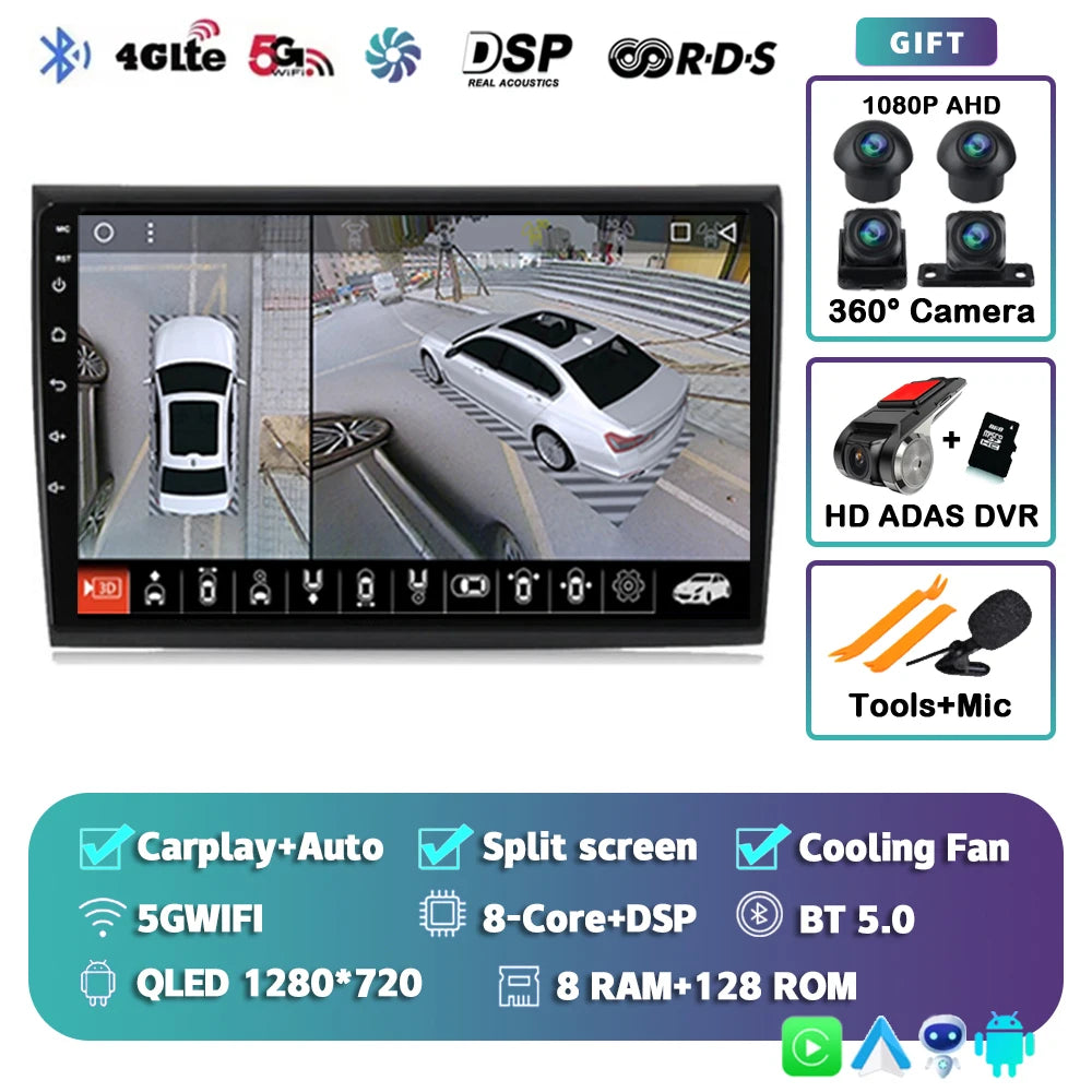 Car Stereo with Apple CarPlay & Android Auto, Compatible with Fiat Bravo 198 II (2007-2014)