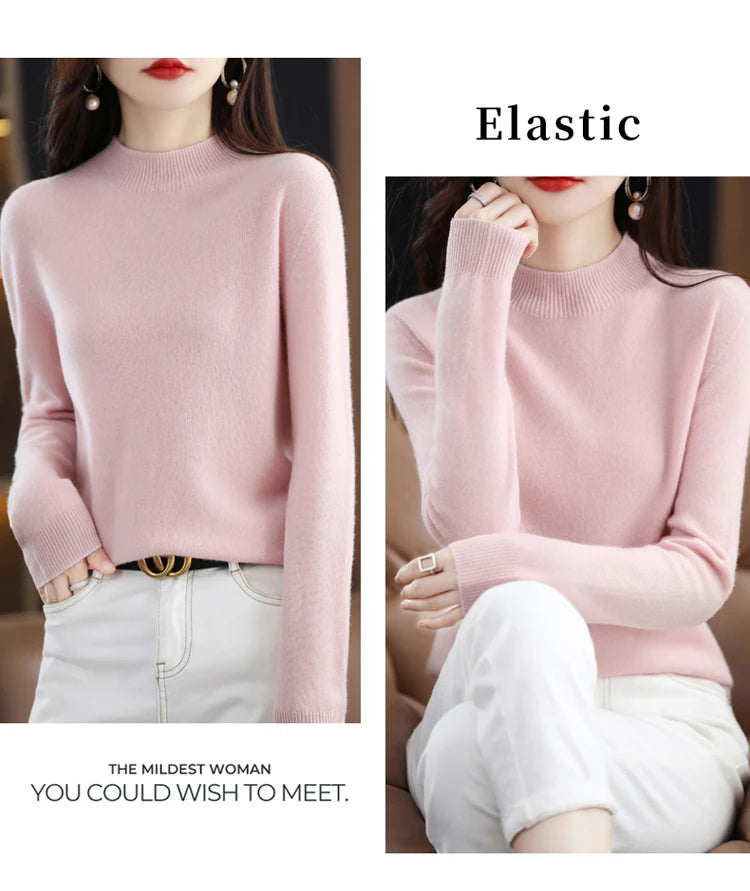 Women's Merino Wool Mock Neck Sweater