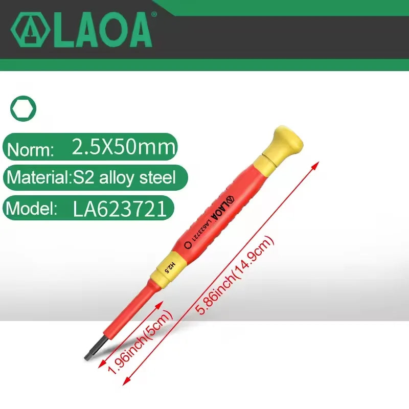 LAOA 1pc Insulated Precision Screwdriver SL1.0-3.0 aCross Small Size Screwdriver to Remove Watches Cell Phone NotebookT5-T10