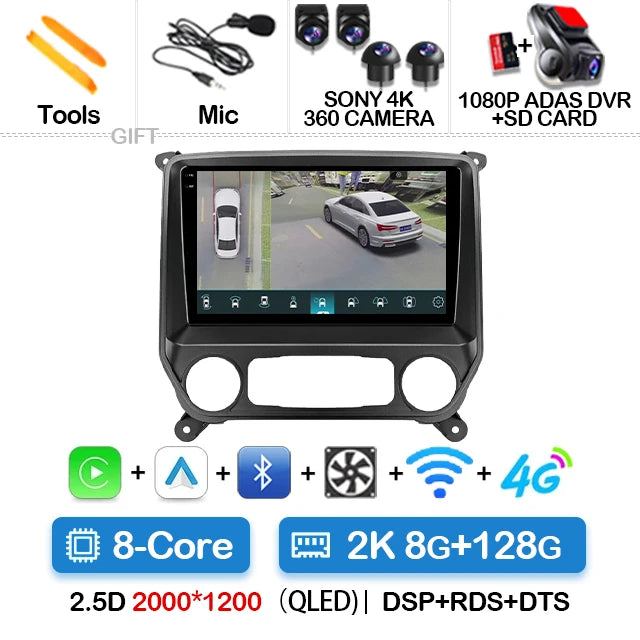 Car Radio Android 15 For Chevrolet Silverado GMC Sierra 2014 2015 2016 2017 2018 5G WIFI Viedo Player DSP Wireless RDS QLED IPS