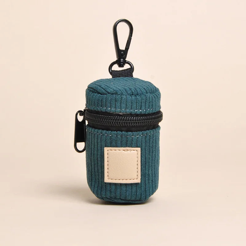 Corduroy Dog Poop Bag Dispenser with Hook - Fashion Walk Pouch – photo 8