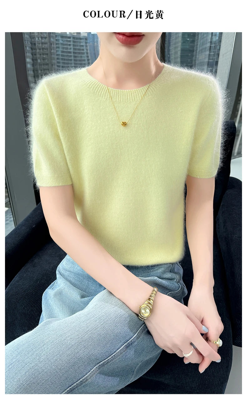 Women's Short Sleeve Knit Sweater Top