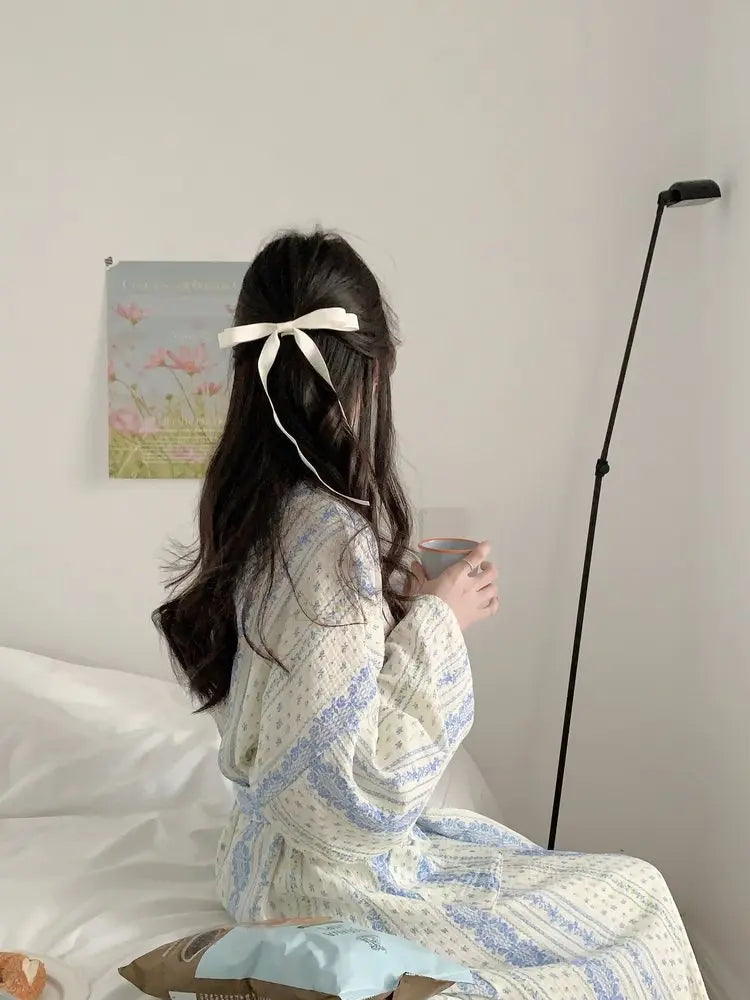 Women's Long Sleeve Mid-Length Robe, Soft Loungewear