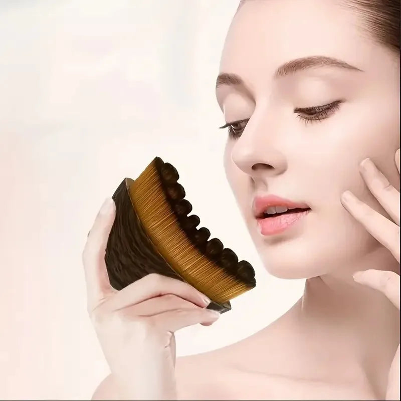 Portable Dry Facial Brush Soft Bristles Contoured Lymphatic Massage Tool Face Sculpting Device Home Spa Gentle Exfoliation Brush