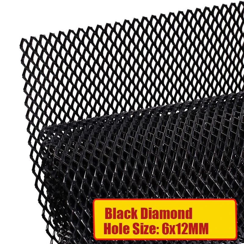 100x33cm Universal Aluminum Alloy Car Grill Mesh Auto Bumper Grille Cover Net Protector Hexagonal Diamond Seagull Black/Silver