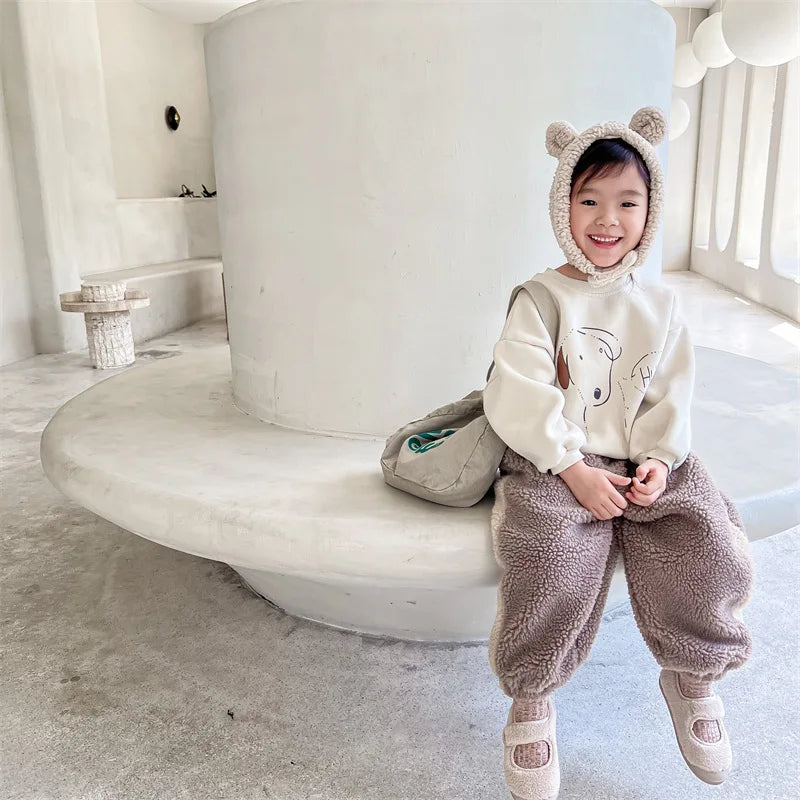 Kids Cartoon Dog Fleece Sweatshirt - Warm Pullover Top, 1-6 Years - photo 4