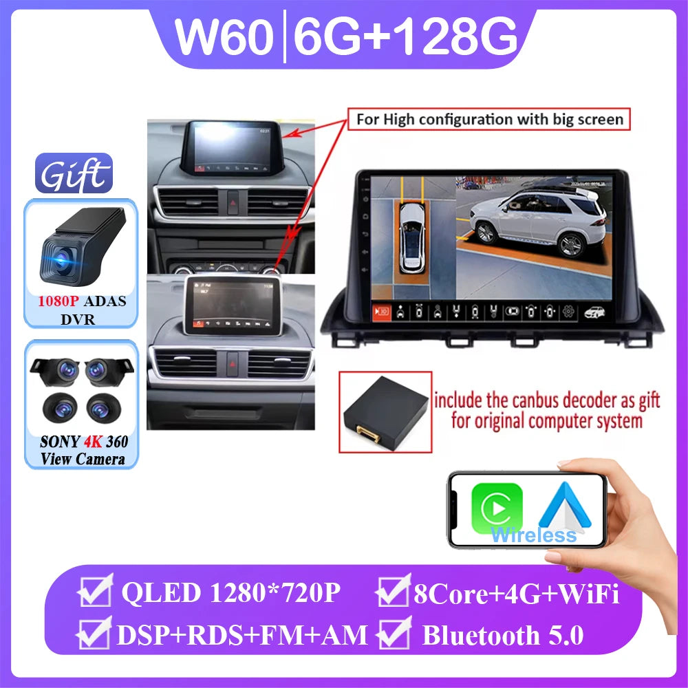 Android Car Stereo for Mazda 3 Axela (2014–2019) — CarPlay, Android Auto, GPS Navigation, Multimedia