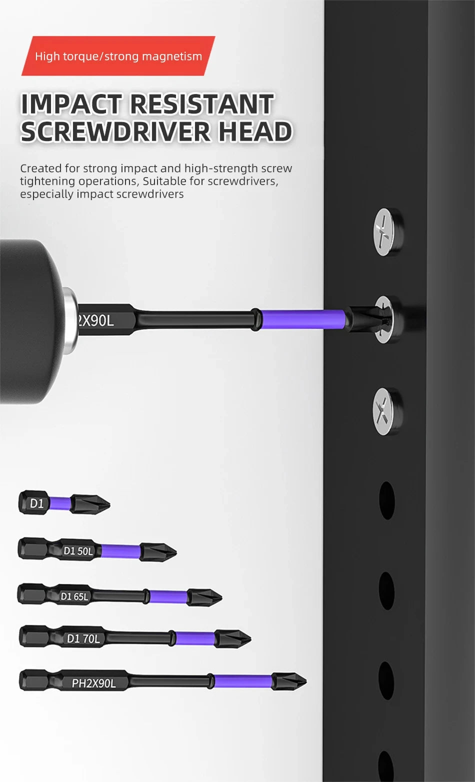 6PC Upgraded High Hardness And Strong Magnetic Bit 25/65/70/90/150mm Non-slip Cross High Hardness Electric Hand Drill Screw Set