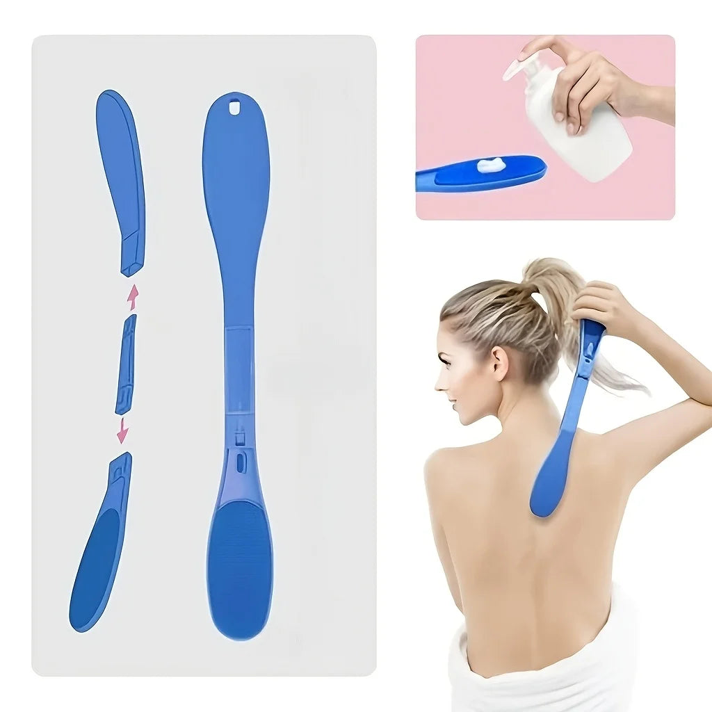 2/1 piece set of long-handled back body lotion applicator brush with detachable storage design, convenient for independently applying body lotion, tanning oil, and external ointments, a practical skincare tool suitable