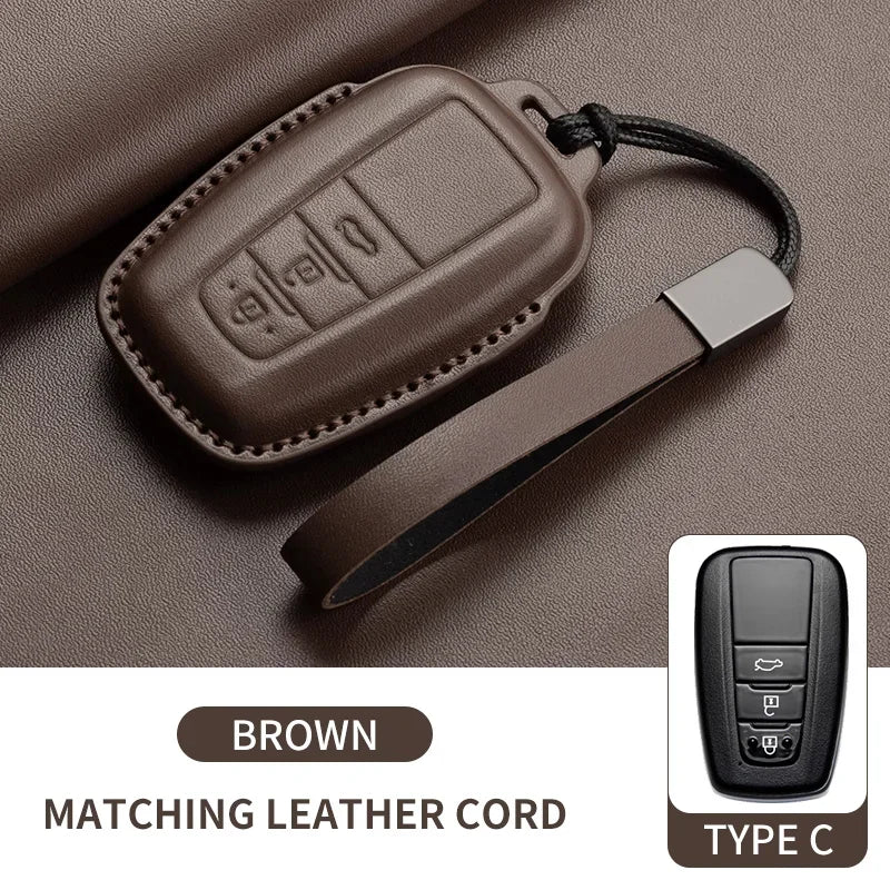 New Leather Car Remote Key Case Cover Shell For Toyota Prius Camry Corolla Avalon CHR RAV4 Land Cruiser Prado Keyless Key Fob
