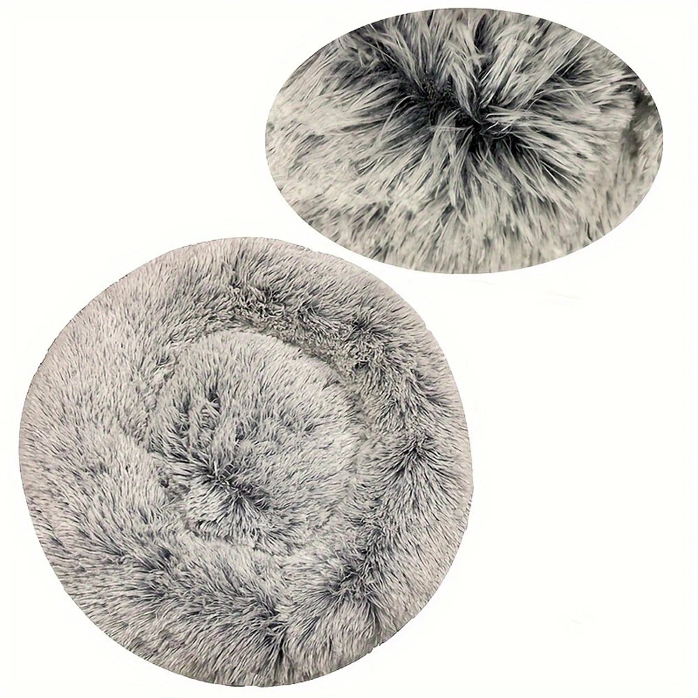 Round Plush Dog Bed - Warm Tie-Dye Nest Bed, 70-90cm - photo 21