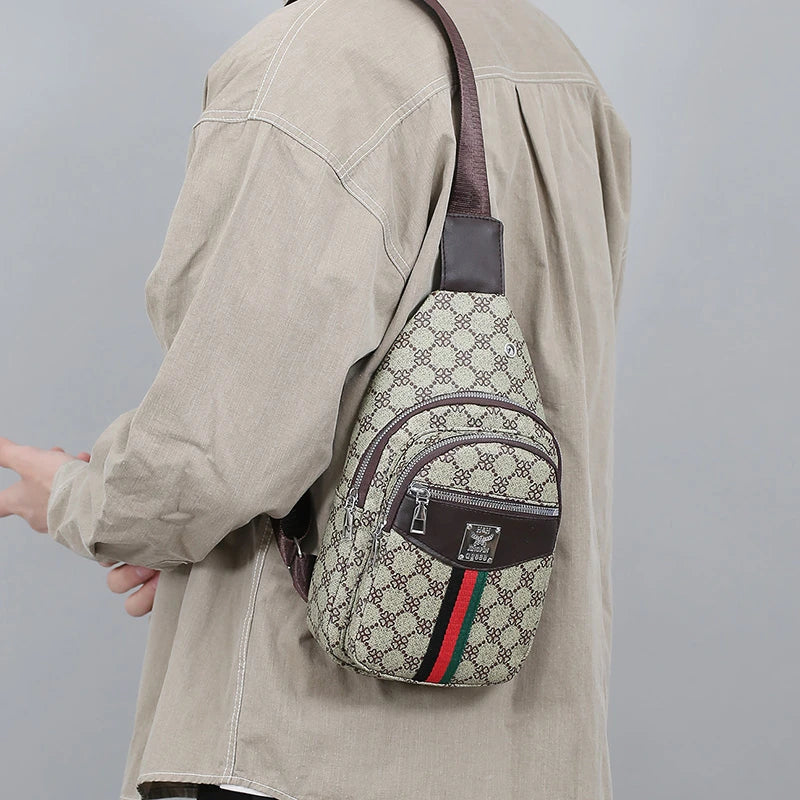 Men's Multifunction Messenger Bag Shoulder Cloth Chest Bags Crossbody Casual Handbag with Earphone Hole