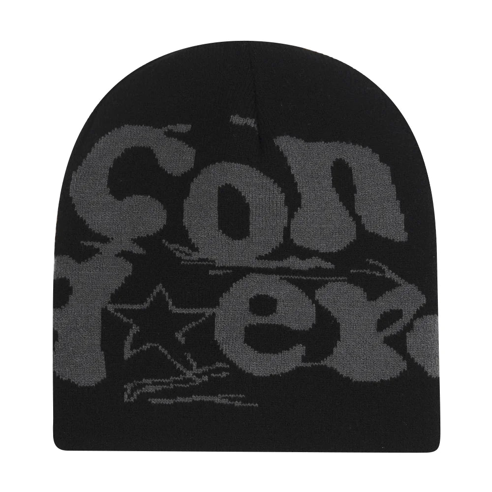 Y2K Letter Knit Beanie, Warm Ski Hat
