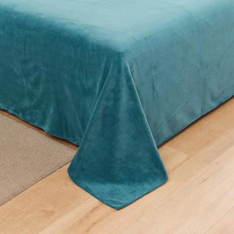Winter Warm Thick Plush Velvet Flat Sheet Solid Color Large Size Soft Flannel Bed Sheet 350x245cm Not Including Pillowcase