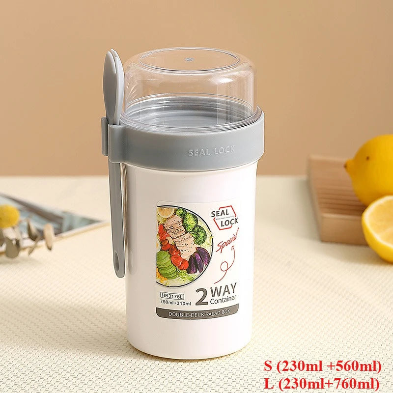 Salad & Breakfast To-Go Cup - Double Layer Yogurt Cereal Container - photo 7
