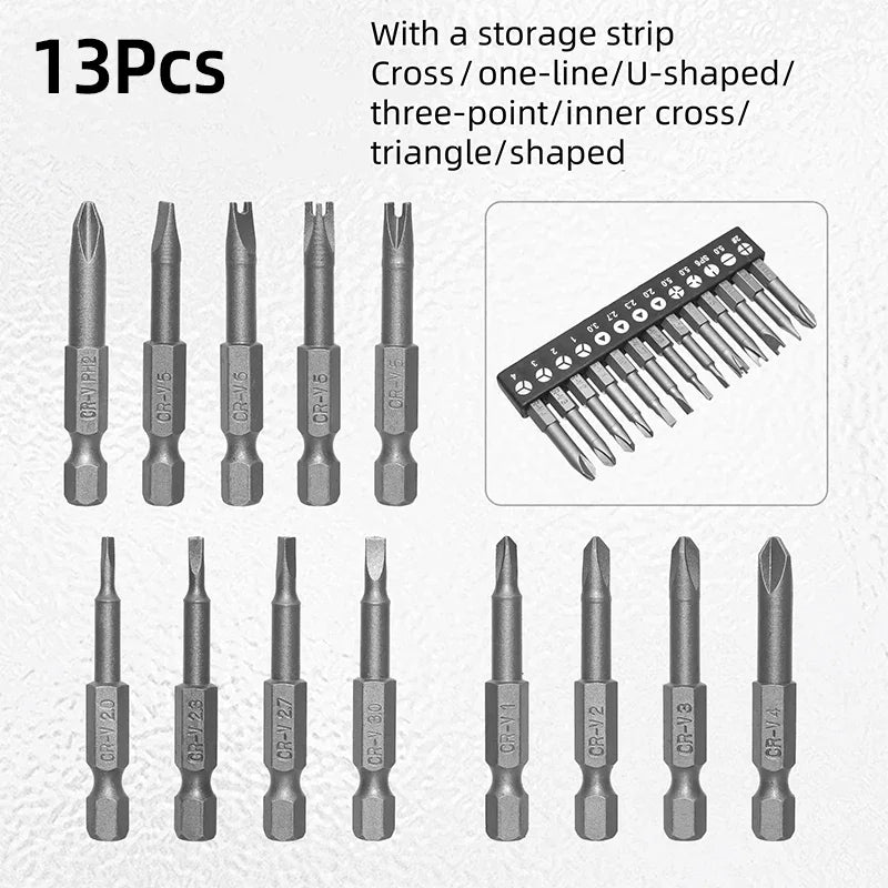 Precision Y U Shaped Triangle Screwdriver Magnetic Bit 1/4in Inner Cross Three Points Screw Driver Security Tip For Power Drill