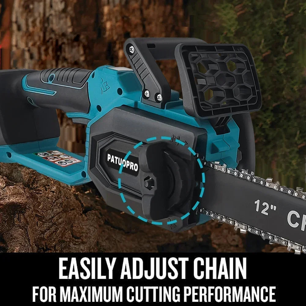 12 Inch Brushless Cordless Electric Saw Handheld Rechargeable Chainsaw Wood Cutting Garden Pruning Tool For Makita 18V Battery