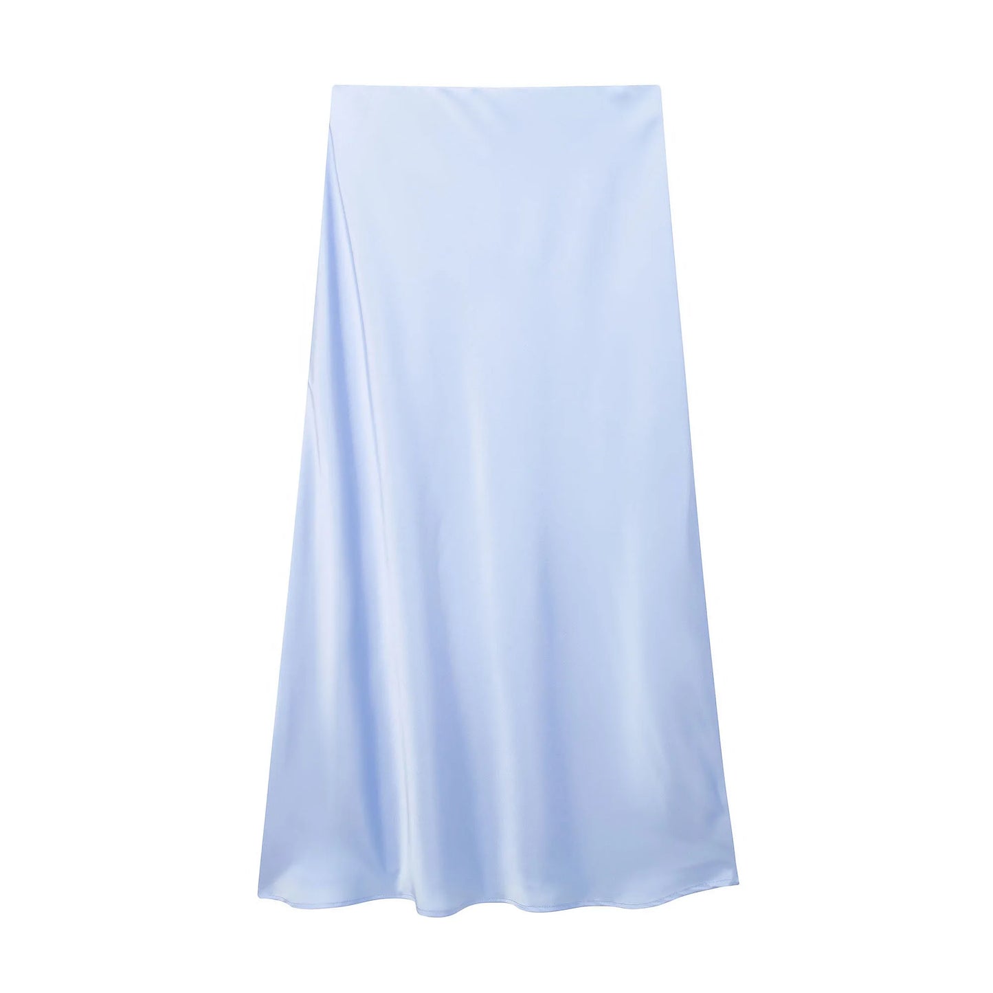High-Waist Satin Midi Skirt – Elegant Office A-Line Skirt
