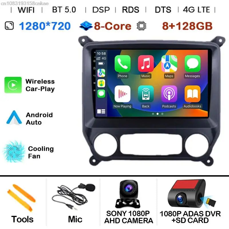 Car Radio Android 15 For Chevrolet Colorado 2014 - 2018 For Silverado GMC Sierra VIA Vtrux Truck 2014 - 2018 Carplay Stereo Auto