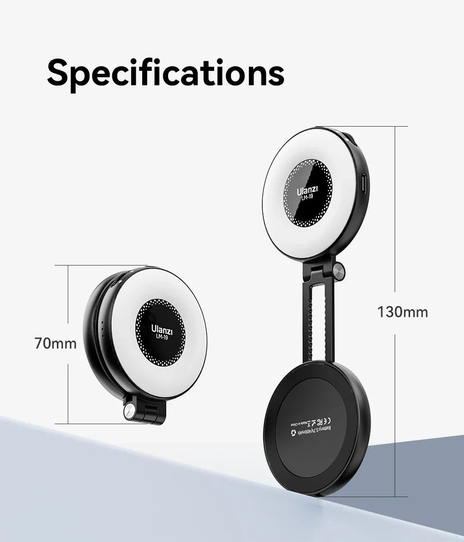 Original Ulanzi LM19 MagSafe Fill Light CRI 95+ Bi Color Flip for Vlog Livestream Photograph Magnetic Mobile Phones Compatible