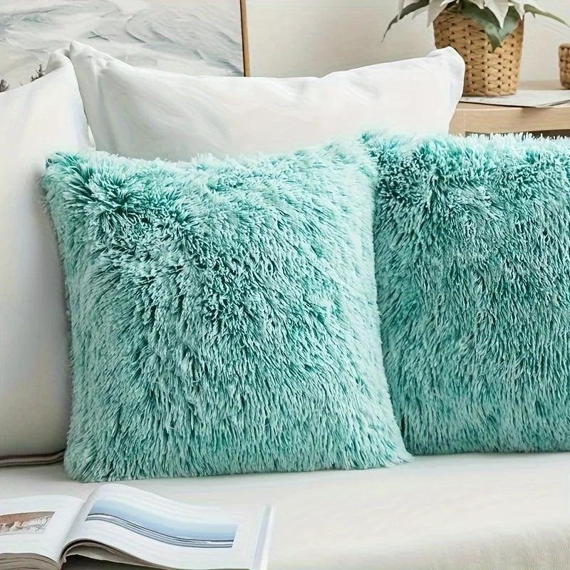 Soft Fur Cushion Cover 43x43cm - Plush White Decorative Pillow Case - photo 4