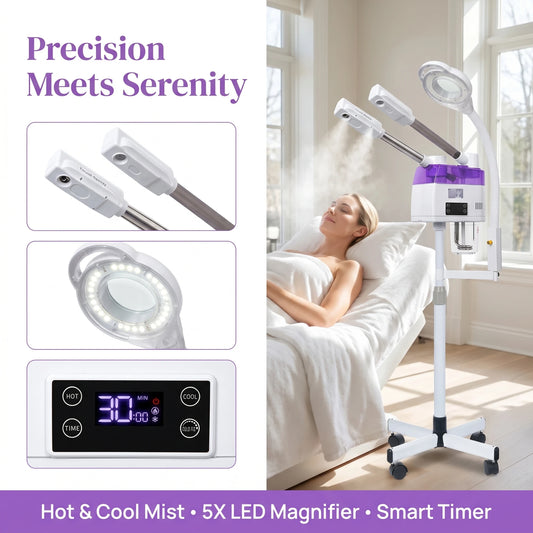Facial Steamer with Magnifying Lamp, 2 in 1Steamer for Face Professional, Professional Facial Steamer for Esthetician, Salon
