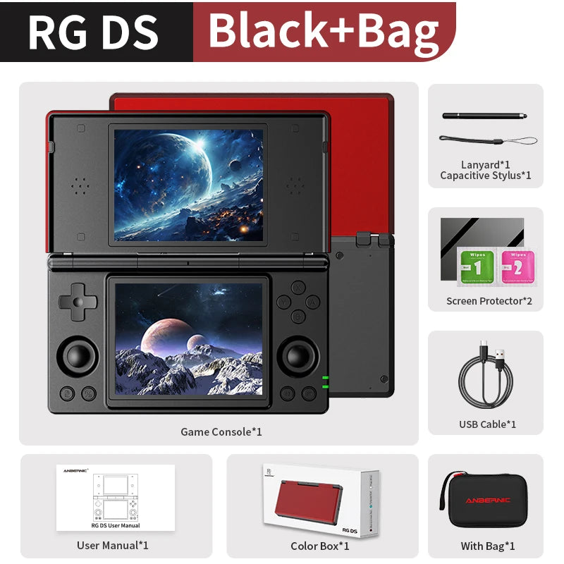 Anbernic RG DS Handheld Game Console 4" IPS Dual Screen Android 4000mAh Flip Video Games Player Supports RixelHK Wifi Streaming