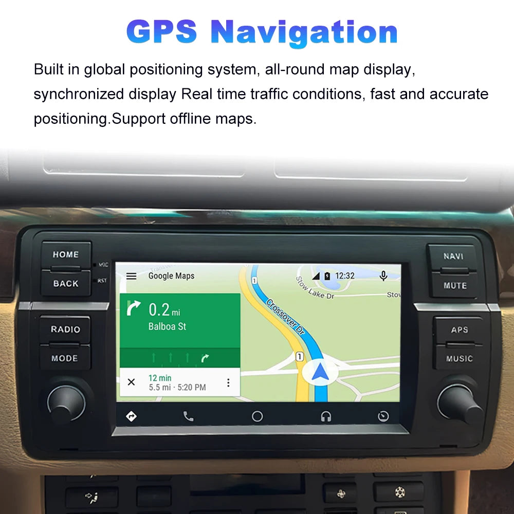 Car Stereo with Apple CarPlay & Android Auto, Compatible with BMW 3 Series E46 (1999-2005)