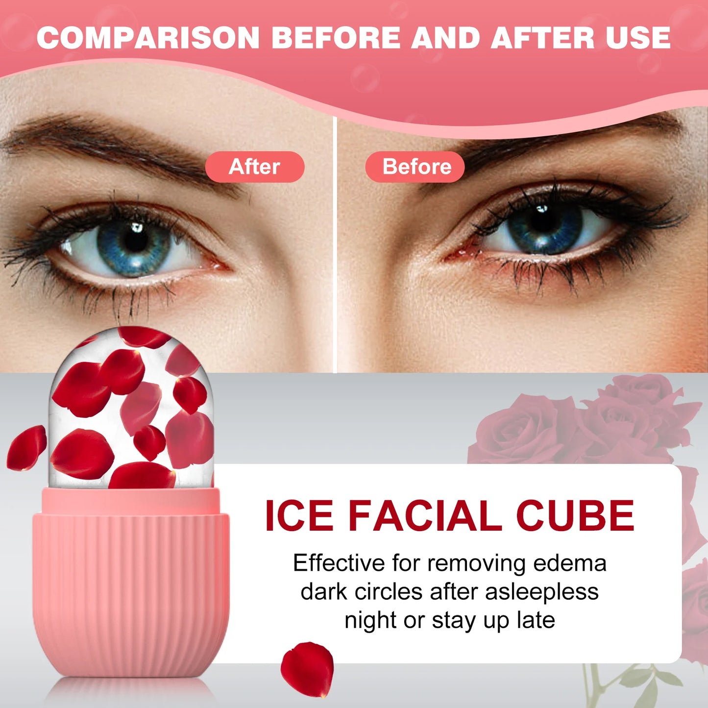 Silicone Face Ice Cube Mold & Roller for Skincare
