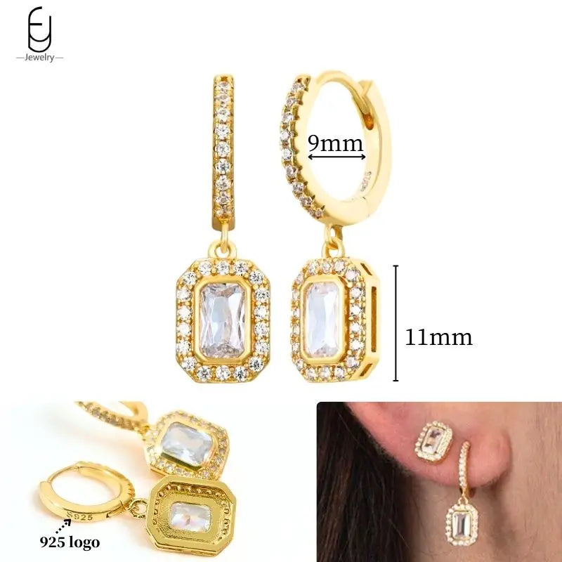 925 Sterling Silver Crystal Drop Earrings for Women - Heart & Flower Studs