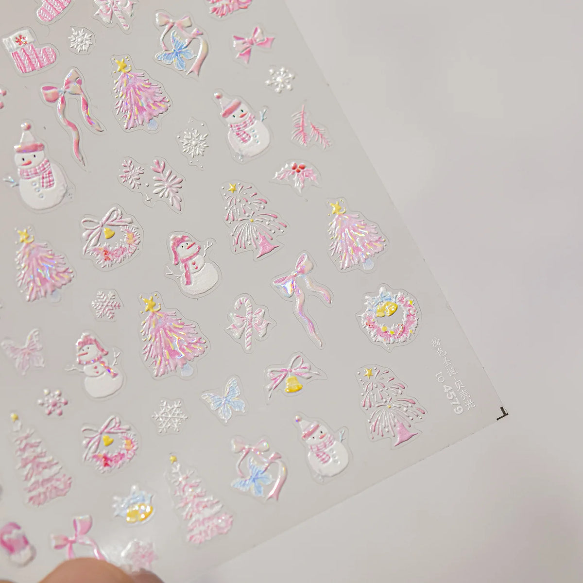 5D Embossed Mini Snowman Snow Nail Decorations Stickers Self Adhesive Nail Stickers Winter Christmas Nail Art Accessories Decals