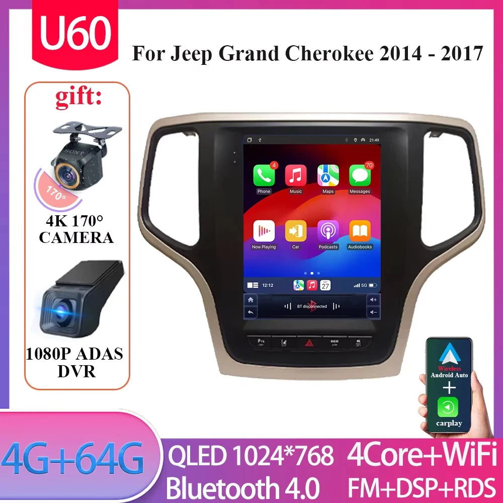 9. 7Inch For Jeep Grand Cherokee WK2 2014 - 2017 Wireless Carplay AutoRadio Car Radio Android 14 7862CPU Multimedia-player GPS