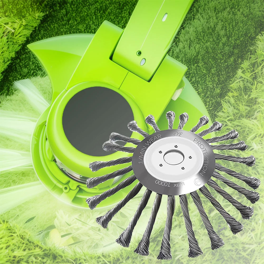 4/5/10Inch Weed Brush Cutter Head Lawn Mower Universal Grass Trimmer Head Steel Wire Wheel Brush Disc Garden Trimmer Head Weed