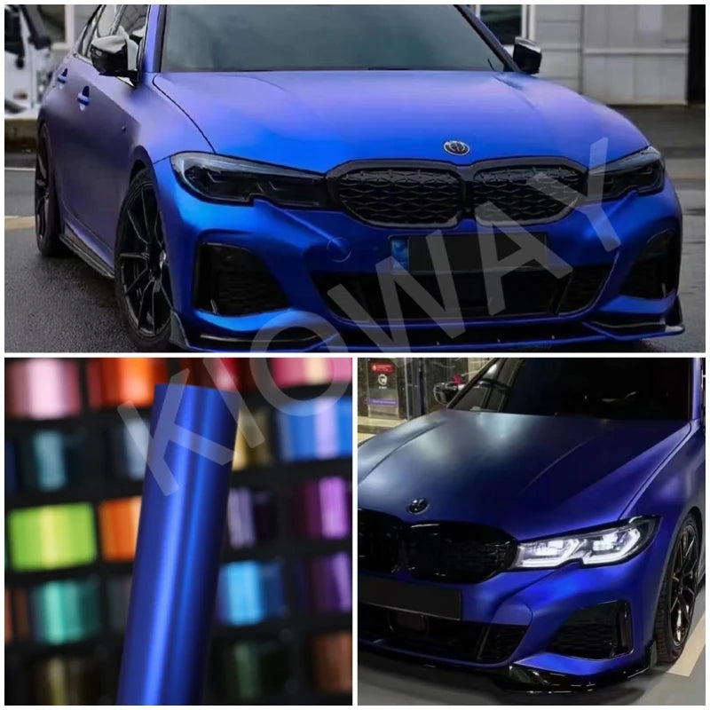 Matte Chrome Blue PET Vinyl Car Wrap Film