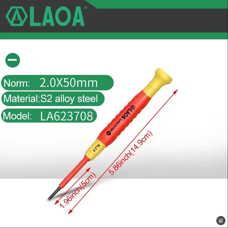 LAOA 1pc Insulated Precision Screwdriver SL1.0-3.0 aCross Small Size Screwdriver to Remove Watches Cell Phone NotebookT5-T10