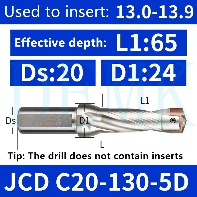 JCD Crown U-Drill Rod 10-25mm, Internal Cooling Indexable Drill