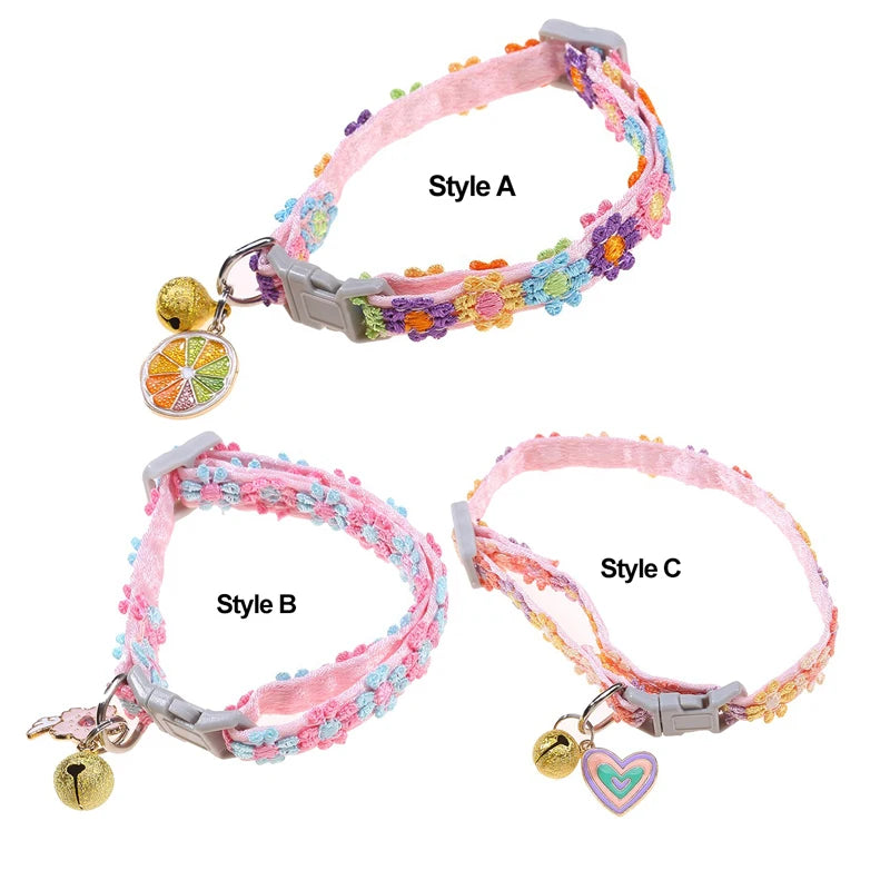 Flower Cat Collar with Bell - Adjustable Kitten Necklace – photo 5