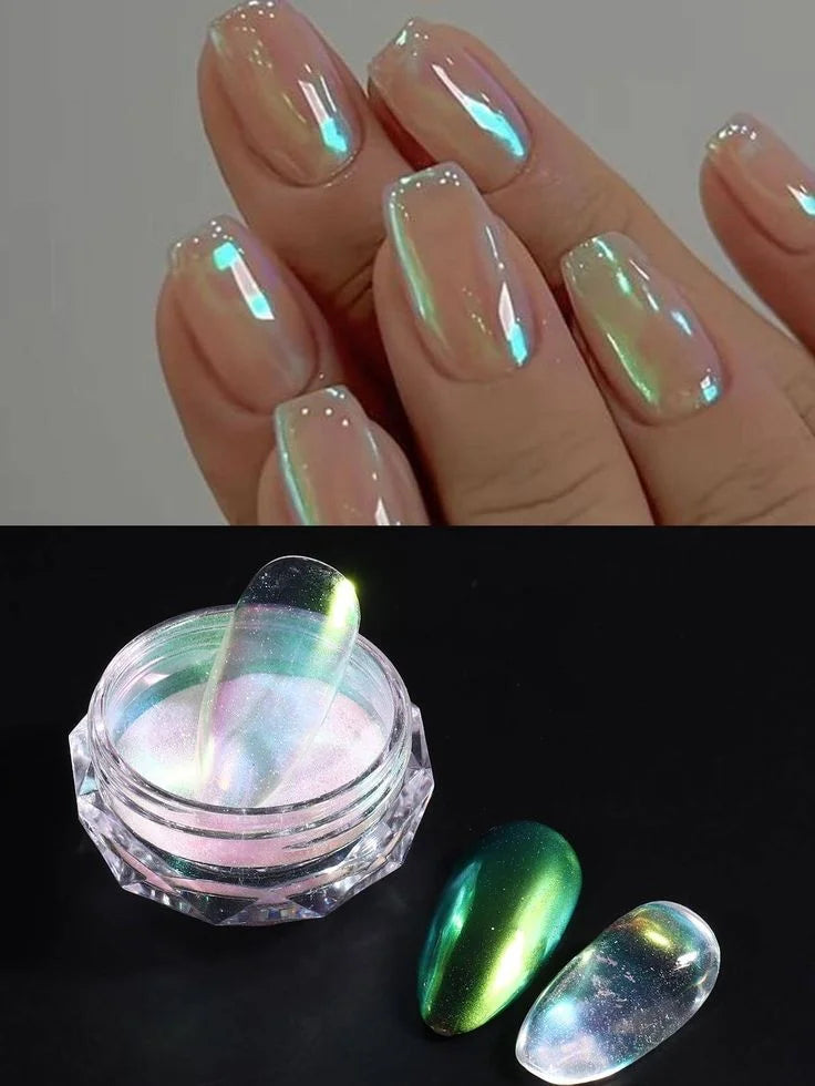 1 G 1 PCS Nail Powder Nail Pigment Holographic Mirrorlridescent Mermaid Rubbing Dust Glitter Gel Polish Manicure Decoration