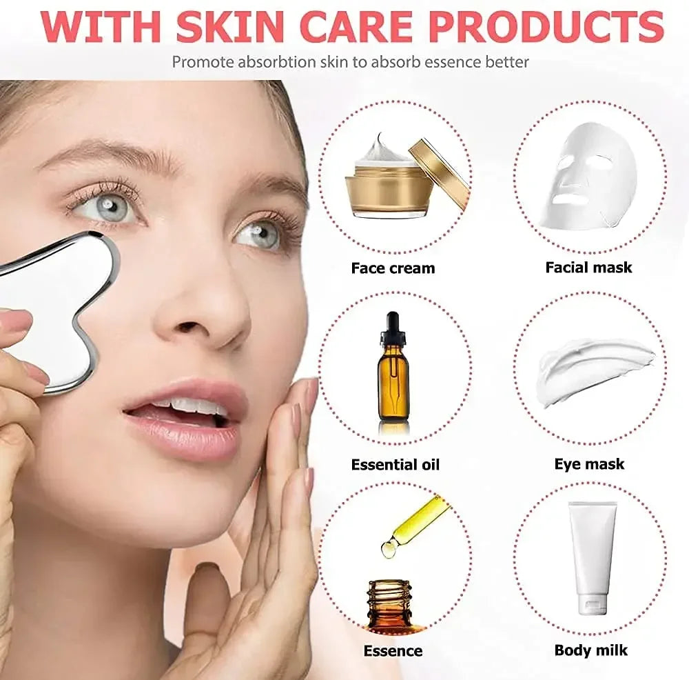 Gua Sha Board Guasha Massage for Face Stainless Steel Body Massager Facial Scraping Plate SPA  Guasha Scraper for Neck Back